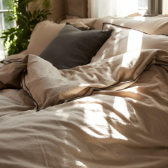 Gripsholm Påslakanset Linneblandning Beige 150x210 cm