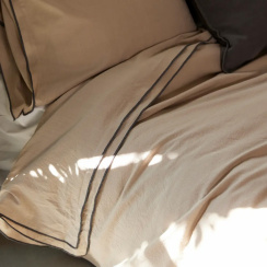 Gripsholm Påslakanset Linneblandning Beige 150x210 cm