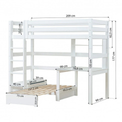 Hoppekids Eco Luxury Hög Säng Study and Chill 90x200 cm