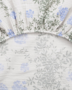 Garbo & Friends Fitted Sheet Junior Muslin Plumbago 60x120 cm